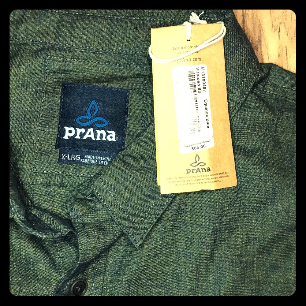 Prana Short Sleeve Button Down in Equinox Blue